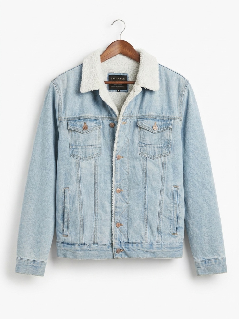 7 Diamonds Light Blue Denim Sherpa Jacket